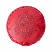 Kožená taburetka červená