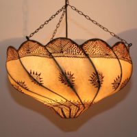 Kožená závesná lampa Lela biela 1