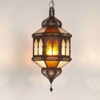Orientálna lampa Biban Trombia žlto-biela 1