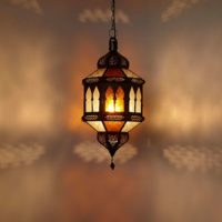Orientálna lampa Biban Trombia žlto-biela 2