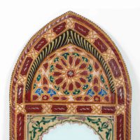 Drevené zrkadlo Sharif bordová mozaika 1